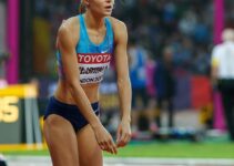 Darya Klishina preparing for her long jump looking fit and strong