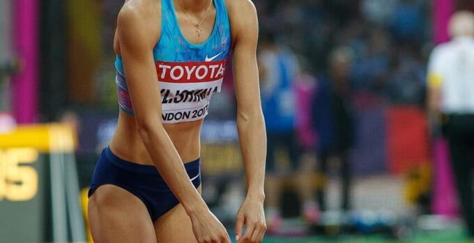 Darya Klishina preparing for her long jump looking fit and strong