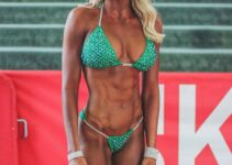 Jordan Edwards posing in a bikini, tanned up and ready for the stage