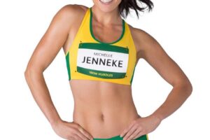 Michelle Jenneke in her trademark jiggle dance pose